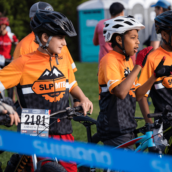 Group of kids on the bikes